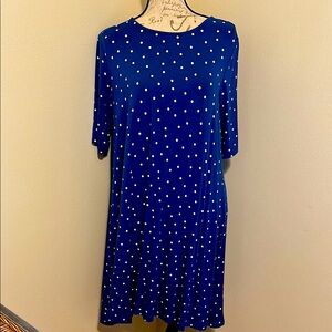 Old Navy Blue Polja Dot Swing Dress Large